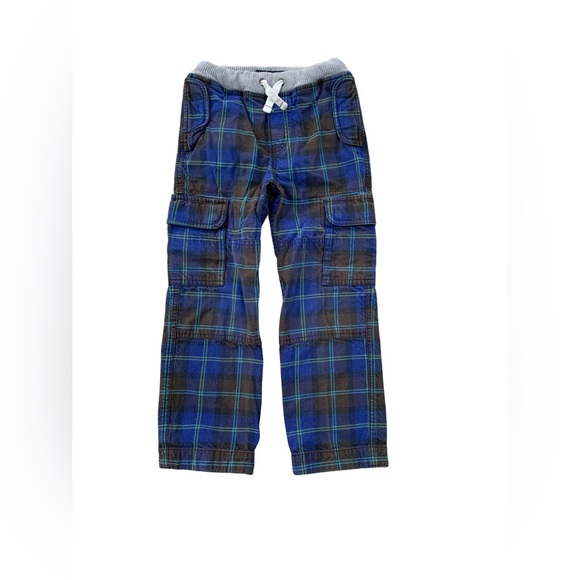 Mini Boden Size 6 Years Blue Plaid Flannel Cargo Pants - Picture 1 of 7